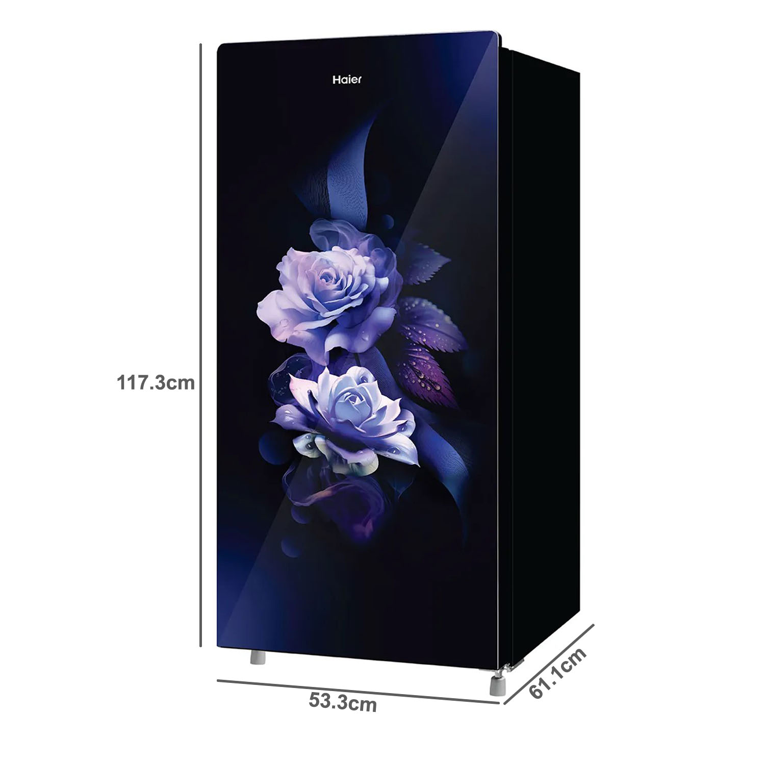 Haier 185 L, 2 Star Direct Cool Glass Finish Single Door Refrigerator, Marine Dime Glass Finish, Recess Handle, Purple, HRD-2062CMDG-N Haier 185 L, 2 Star Direct Cool Glass Finish Single Door Refrigerator, Marine Dime Glass Finish, Recess Handle, Purple, HRD-2062CMDG-N