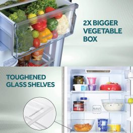 Haier 237 L, 2 Star, 8 In 1 Convertible, Frost Free Double Door Bottom Mount Refrigerator, Twin Energy Saving Mode, Moon Silver, HRB-2872IBMS-P