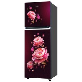 Haier 240L 2 Star Frost Free Top Mount Double Door Premium Chrome Strip, 5 In 1 Convertible Modes, 200% Faster Ice Making in 49 Minutes, Red Blossom, HRF-2902ICRB-P