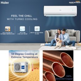 Haier 1.5 Ton 2 Star Fixed Speed Split AC, Copper Condenser Coil, Antibacterial Filter, White, HS50T-TBS2BE-FS