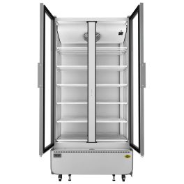 Western 908 Liter Visi Cooler Glass Standard Double Door Commercial Refrigerator, Automatic Defrost System, Air- Cooled, Low Power Consumption, Heavy-Duty Compressor, White-Grey, SRC1050-GL