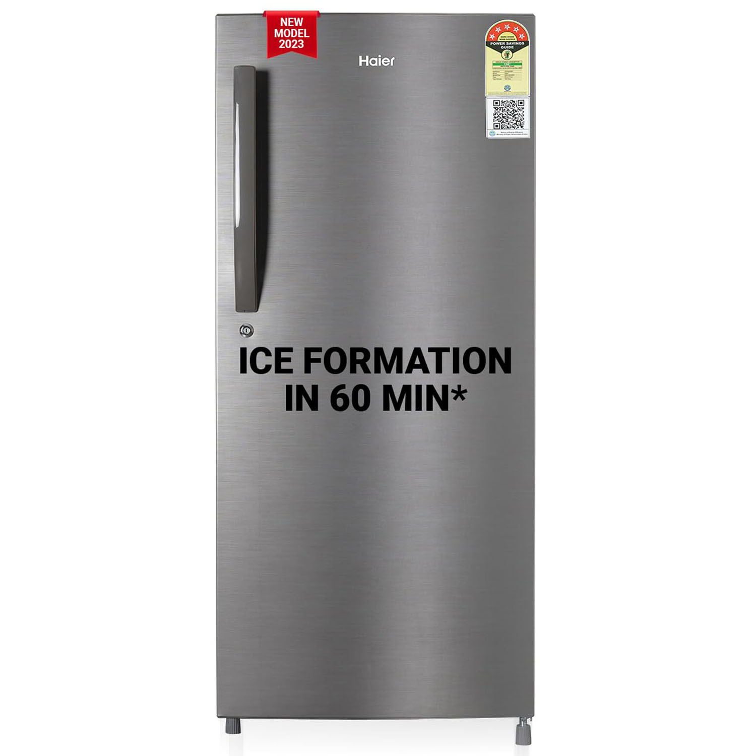 Haier 190L 5 Star Direct Cool Single Door Refrigerator, 3 Toughened Glass Shelves, Fast Ice Making in Just 60 minutes, Large Veg Box, Easy Clean Back, Brush Steel, HRD-2105CBS-P Haier 190L 5 Star Direct Cool Single Door Refrigerator, 3 Toughened Glass Shelves, Fast Ice Making in Just 60 minutes, Large Veg Box, Easy Clean Back, Brush Steel, HRD-2105CBS-P