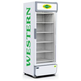 Western 585 Liter Visi Cooler Glass Standard Single Door Commercial Refrigerator, Automatic Defrost System, White-Grey, SRC752-GL