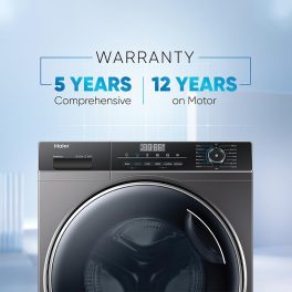 Haier 8 Kg 5 Star Inverter Direct Motion Motor Fully Automatic Front Load Washing Machine, 525 Super Drum, Puri Steam, Dark Jade Silver, HW80-IM12929CS8U1