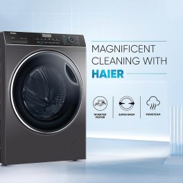 Haier 8 Kg 5 Star Inverter Direct Motion Motor Fully Automatic Front Load Washing Machine, 525 Super Drum, Puri Steam, Dark Jade Silver, HW80-IM12929CS8U1