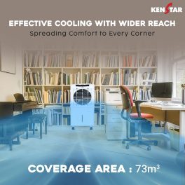 Kenstar 45 L Room/Personal Air Cooler For Home, Honeycomb Pad, High Speed Fan, 40 Ft Powerful Air Throw, Inverter compatible, Portable Cooler-Room, 1-Yr Product Warranty, White, TallDe HC