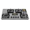 Sunflame 4 Burner Ultra-Slim Countertop Hob 80 cm Wide, Italian SABAF Valve, Forged Brass Burners, Sturdy Pan Support with Flame Guard, Grey, SHA 480 AGS