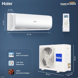 Haier 1.5 Ton 2 Star Fixed Speed Split AC, Copper Condenser Coil, Antibacterial Filter, White, HS50T-TBS2BE-FS