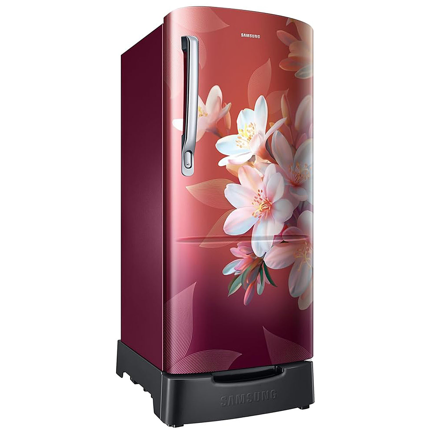 Samsung 183 L, 3 Star, Digital Inverter, Direct-Cool Single Door Refrigerator With Base Stand Drawer, Wild Lily Red, RR20F1823WR/HL Samsung 183 L, 3 Star, Digital Inverter, Direct-Cool Single Door Refrigerator With Base Stand Drawer, Wild Lily Red, RR20F1823WR/HL