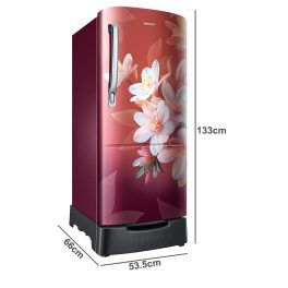 Samsung 183 L, 3 Star, Digital Inverter, Direct-Cool Single Door Refrigerator With Base Stand Drawer, Wild Lily Red, RR20F1823WR/HL