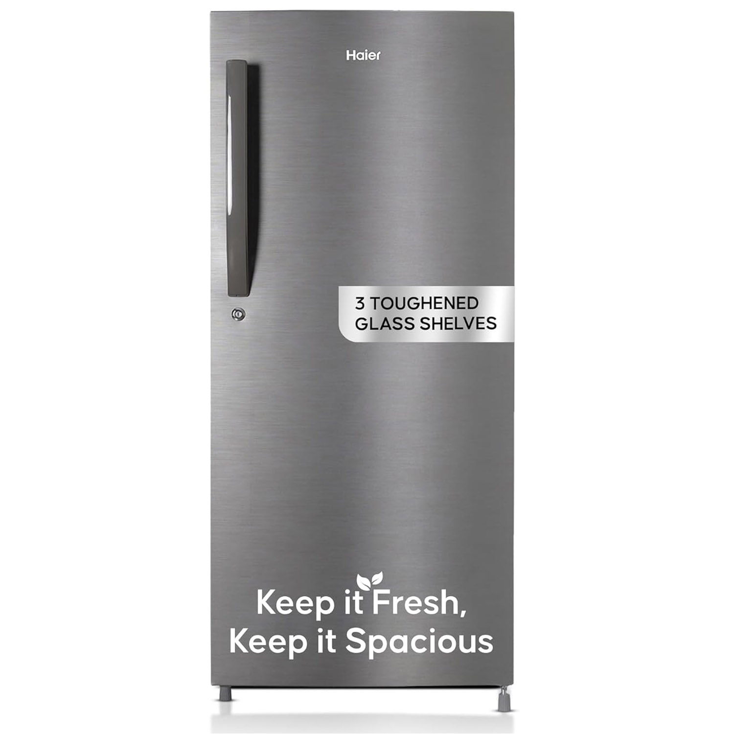 Haier 190L 5 Star Direct Cool Single Door Refrigerator, 3 Toughened Glass Shelves, Fast Ice Making in Just 60 minutes, Large Veg Box, Easy Clean Back, Brush Steel, HRD-2105CBS-P Haier 190L 5 Star Direct Cool Single Door Refrigerator, 3 Toughened Glass Shelves, Fast Ice Making in Just 60 minutes, Large Veg Box, Easy Clean Back, Brush Steel, HRD-2105CBS-P