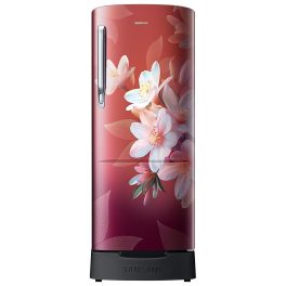 Samsung 183 L, 3 Star, Digital Inverter, Direct-Cool Single Door Refrigerator With Base Stand Drawer, Wild Lily Red, RR20F1823WR/HL