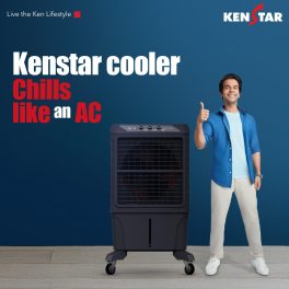 Kenstar 120L Desert Air Cooler With Front Locking Commercial Grade Wheels for Home, Anti-Bacterial Honeycomb Pads, High-Speed, Invertor ready, 50Ft Air Throw, 1-Yr Product Warranty, Grey, MAHA KOOL HC
