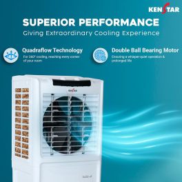 Kenstar 45 L Room/Personal Air Cooler For Home, Honeycomb Pad, High Speed Fan, 40 Ft Powerful Air Throw, Inverter compatible, Portable Cooler-Room, 1-Yr Product Warranty, White, TallDe HC