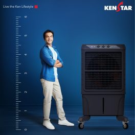 Kenstar 120L Desert Air Cooler With Front Locking Commercial Grade Wheels for Home, Anti-Bacterial Honeycomb Pads, High-Speed, Invertor ready, 50Ft Air Throw, 1-Yr Product Warranty, Grey, MAHA KOOL HC