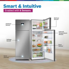 Bosch 368L, 3-Star, Frost free Double Door Inverter Refrigerator (2025 Model), 6-in-1 Convertible, 18 Hours Cooling Retention, Digital Display, Super Freeze, 80min Convert, Smoky Steel, CTC39K03NI