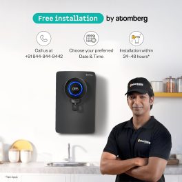 Atomberg 8L Adaptive Water Purifier, RO+UF+UV+Alkaliser, Zero Cost for 2Yrs, 4 Modes, TDS-Based Filtration, Smart IoT, 7-Stage Purification, Retains Minerals, No AMC, Black, Intellon