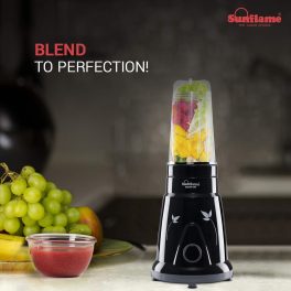 Sunflame 2 Jar Nutri SF Thunder, Blender-Mixer & Grinder 400 Watt Motor Power, High Quality Stainless Steel Bleades, Black, Healthy Mix