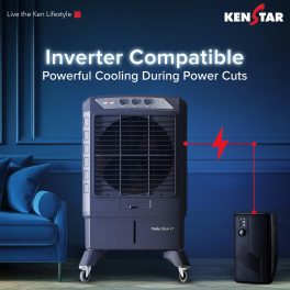 Kenstar 45L Personal Desert Air Cooler, Anti-Bacterial Honeycomb Pads, High-Speed, Invertor ready, 35Ft Air Throw, Grey, MAHA KOOL HC
