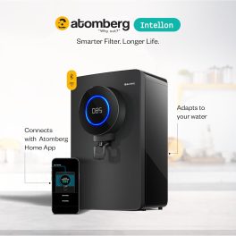 Atomberg 8L Adaptive Water Purifier, RO+UF+UV+Alkaliser, Zero Cost for 2Yrs, 4 Modes, TDS-Based Filtration, Smart IoT, 7-Stage Purification, Retains Minerals, No AMC, Black, Intellon