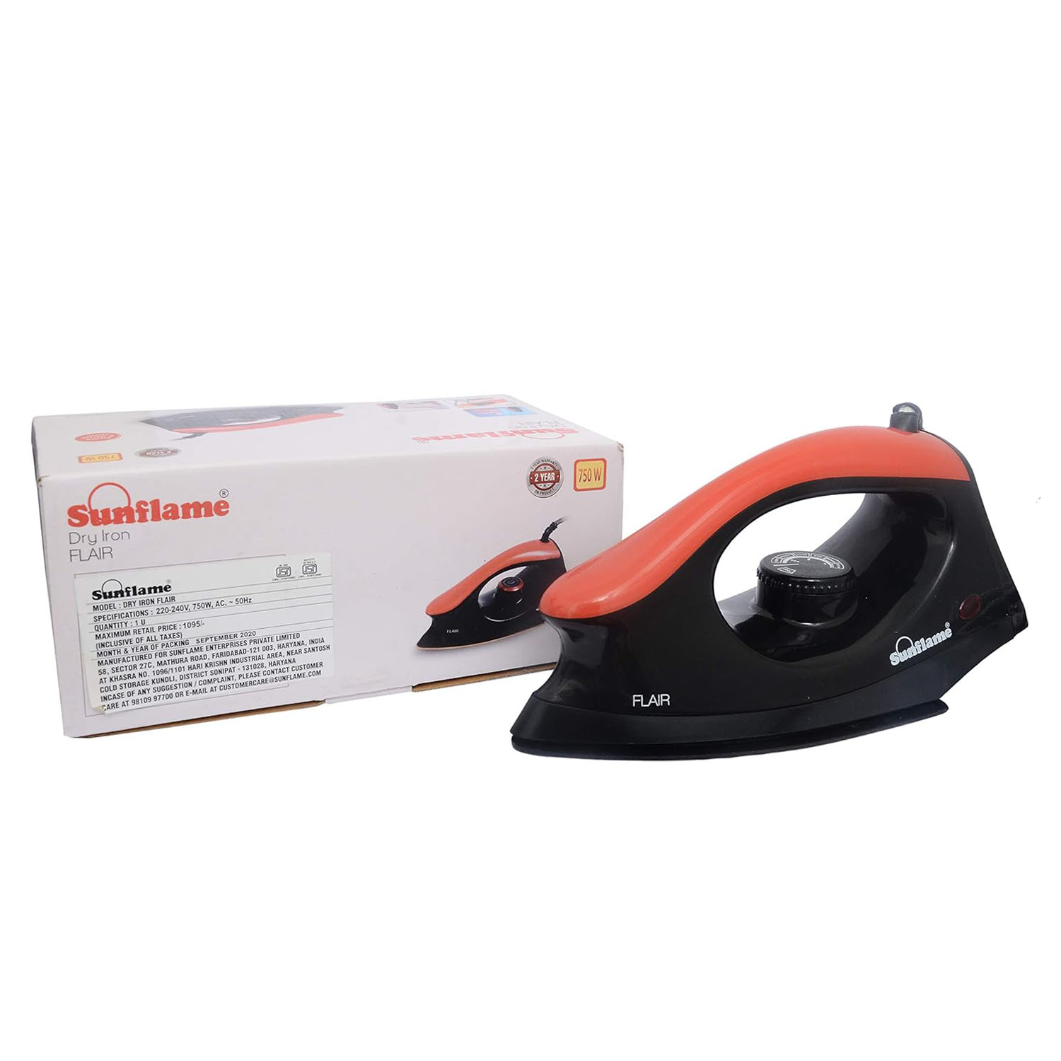 Sunflame 750 Watts Dry Iron, Automatic Temperature Control, Black & Red, Flair Sunflame 750 Watts Dry Iron, Automatic Temperature Control, Black & Red, Flair