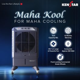 Kenstar 45L Personal Desert Air Cooler, Anti-Bacterial Honeycomb Pads, High-Speed, Invertor ready, 35Ft Air Throw, Grey, MAHA KOOL HC