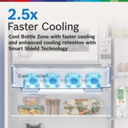 Bosch 187 L, 3 Star, Single Door Refrigerator with Industry's largest base drawer, vegetable box & Beverage space, 18 Hr Cooling Retention, 2.5x Cooling, inverter compressor, Feather Blue, CST18B33PI