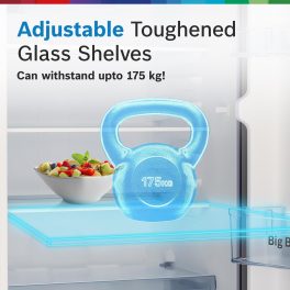 Bosch 187 L, 3 Star, Single Door Refrigerator with Industry's largest base drawer, vegetable box & Beverage space, 18 Hr Cooling Retention, 2.5x Cooling, inverter compressor, Feather Blue, CST18B33PI