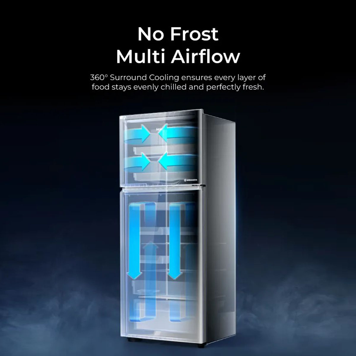 Haier 475 L, 2-star Top-Mounted Double-Door Frost-Free Refrigerator, Eco Mode, Double Magic Zone, Twin Inverter Technology, Black Glass, HRF-5252PGK-N Haier 475 L, 2-star Top-Mounted Double-Door Frost-Free Refrigerator, Eco Mode, Double Magic Zone, Twin Inverter Technology, Black Glass, HRF-5252PGK-N