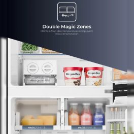 Haier 475 L, 2-star Top-Mounted Double-Door Frost-Free Refrigerator, Eco Mode, Double Magic Zone, Twin Inverter Technology, Black Glass, HRF-5252PGK-N