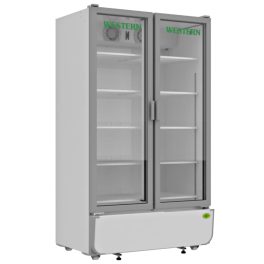 Western 695 Liter Visi Cooler Glass Standard Double Door Commercial Refrigerator, Automatic Defrost System, White-Grey, SRC810-GL