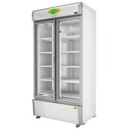 Western 807 Liter Visi Cooler Glass Standard Double Door Commercial Refrigerator, Automatic Defrost System, White-Grey, SRC950-GL