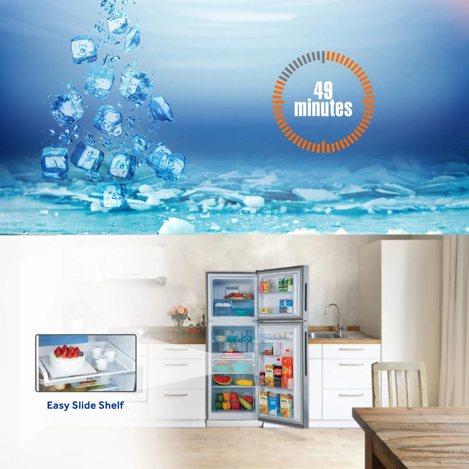 Haier 268L, 2 Star Frost Free Top Mount Double Door Refrigerator, Premium Glass Door Finish, 5 In 1 Convertible Modes, 200% Faster Ice Making in 49 Minutes, Black Glass, HRF-3182PKG-P Haier 268L, 2 Star Frost Free Top Mount Double Door Refrigerator, Premium Glass Door Finish, 5 In 1 Convertible Modes, 200% Faster Ice Making in 49 Minutes, Black Glass, HRF-3182PKG-P