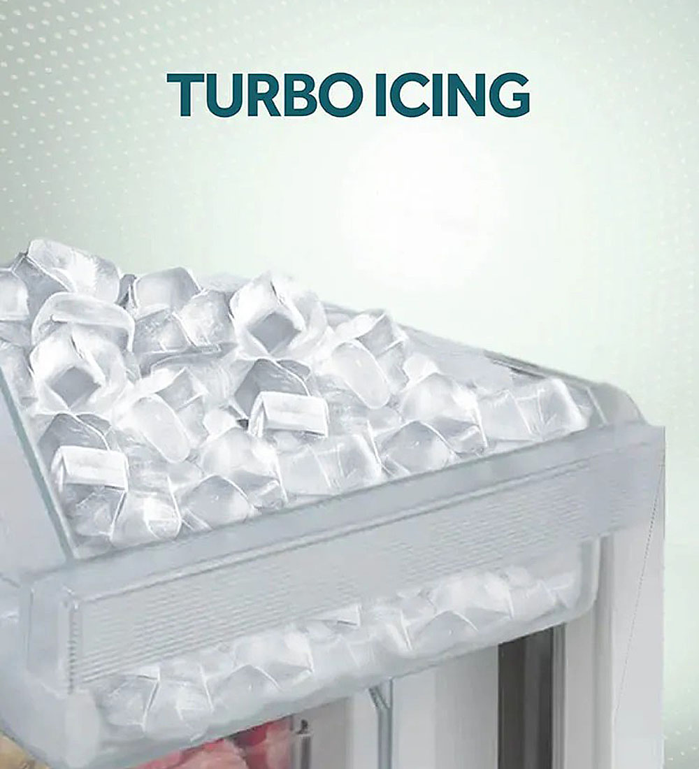 Haier 240 Litre 2 Star Double Door Refrigerator with 5-in-1 Convertible and Turbo Icing Technology, Green Inox, HRF2902BGI Haier 240 Litre 2 Star Double Door Refrigerator with 5-in-1 Convertible and Turbo Icing Technology, Green Inox, HRF2902BGI