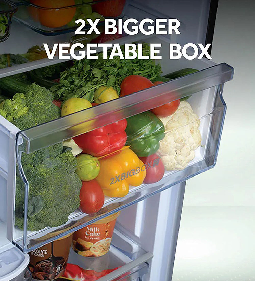 Haier 240 Litre 2 Star Double Door Refrigerator with 5-in-1 Convertible and Turbo Icing Technology, Green Inox, HRF2902BGI Haier 240 Litre 2 Star Double Door Refrigerator with 5-in-1 Convertible and Turbo Icing Technology, Green Inox, HRF2902BGI