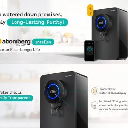 Atomberg 8L Adaptive Water Purifier, RO+UF+UV+Alkaliser, Zero Cost for 2Yrs, 4 Modes, TDS-Based Filtration, Smart IoT, 7-Stage Purification, Retains Minerals, No AMC, Black, Intellon