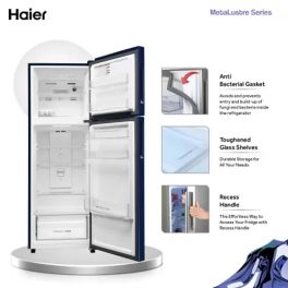 Haier 240 Litre 2 Star Double Door Refrigerator with 5-in-1 Convertible and Turbo Icing Technology, Green Inox, HRF2902BGI