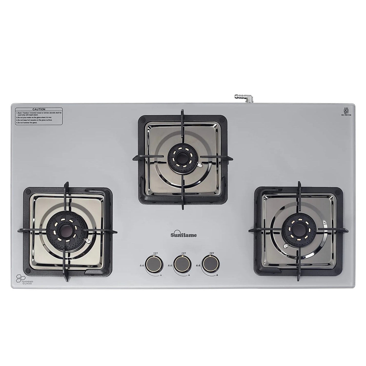 Sunflame 3 Burner Ultra-Slim Countertop Hob 80 cm Wide, Italian SABAF Valve, 5-Year Glasstop, Burners & Valve Coverage by Sunflame, Forged Brass Burners, Sturdy Pan Support with Flame Guar, Grey, SHA 380 AGS Sunflame 3 Burner Ultra-Slim Countertop Hob 80 cm Wide, Italian SABAF Valve, 5-Year Glasstop, Burners & Valve Coverage by Sunflame, Forged Brass Burners, Sturdy Pan Support with Flame Guar, Grey, SHA 380 AGS