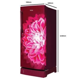 Haier 190 Liter, 5 Star Single Door Refrigerator With Base Drawer, Ice Making in 60 Minutes, Easy To Clean Back Panel, Red Dahelia, HRD-2105PRD