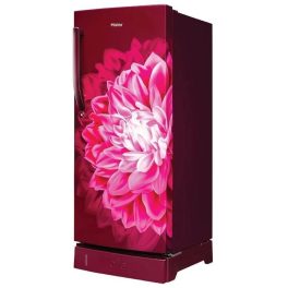 Haier 190 Liter, 5 Star Single Door Refrigerator With Base Drawer, Ice Making in 60 Minutes, Easy To Clean Back Panel, Red Dahelia, HRD-2105PRD