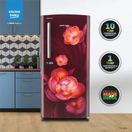 Voltas Beko-A Tata Product 175 Liter 2 Star Direct Cool Single Door Refrigerator, Chiller Zone and humidity-controlled crisper, Aria Wine, RDC208D/S0AWE0M0000GD