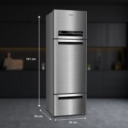 Whirlpool 215 L Frost Free Triple Door Refrigerator, ICE Twister, Zeolite & ActiveFresh Technology, Artemis Steel, FP 263D PROTTON ROY