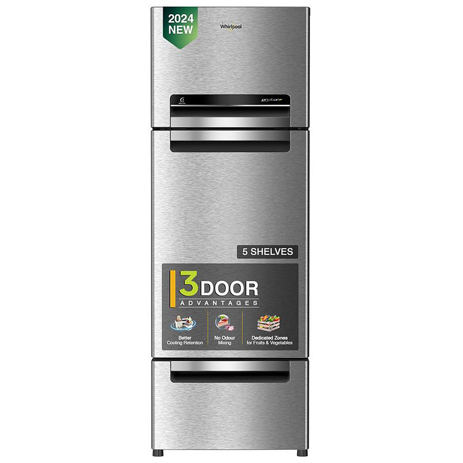 Whirlpool 215 L Frost Free Triple Door Refrigerator, ICE Twister, Zeolite & ActiveFresh Technology, Artemis Steel, FP 263D PROTTON ROY Whirlpool 215 L Frost Free Triple Door Refrigerator, ICE Twister, Zeolite & ActiveFresh Technology, Artemis Steel, FP 263D PROTTON ROY