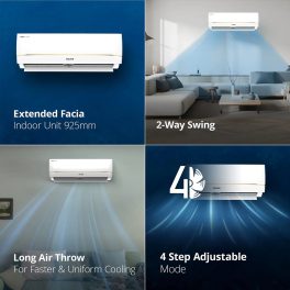 Voltas 1.5 Ton 3 Star Adjustable Inverter Split AC with Dual-Finish Indoor Unit And Higher Air Throw, White, 183V Vectra Zenith Gold