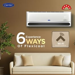 Carrier Star 1.6 Ton 5 Star Inverter R32 Smart Hybrid Jet Split Air Conditioners, Flexicool 6-in-1 Convertible Technology, Fast Cooling and Smart Energy Display, White, 20K INDUS FXi
