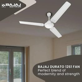 Bajaj 1200mm 3 Aluminium Blade Ceiling Fan, 400 RPM Speed, High-Torque Motor, White, Crest HS EEB