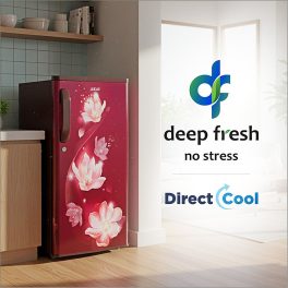 AKAI 165L, 2 Star Direct Cool Single Door Refrigerator, Manual+Push Defrost, Soft Crisper, Stabilizer Free Operation, Wine Flower, AKDE1802-CPFHW