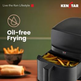 Kenstar 1300W, 4.5L Digital Air Fryer, Non-Stick Pan, Adjustable Temperature up to 200°C, 8 Preset Cooking Modes, Black, Opal Digi