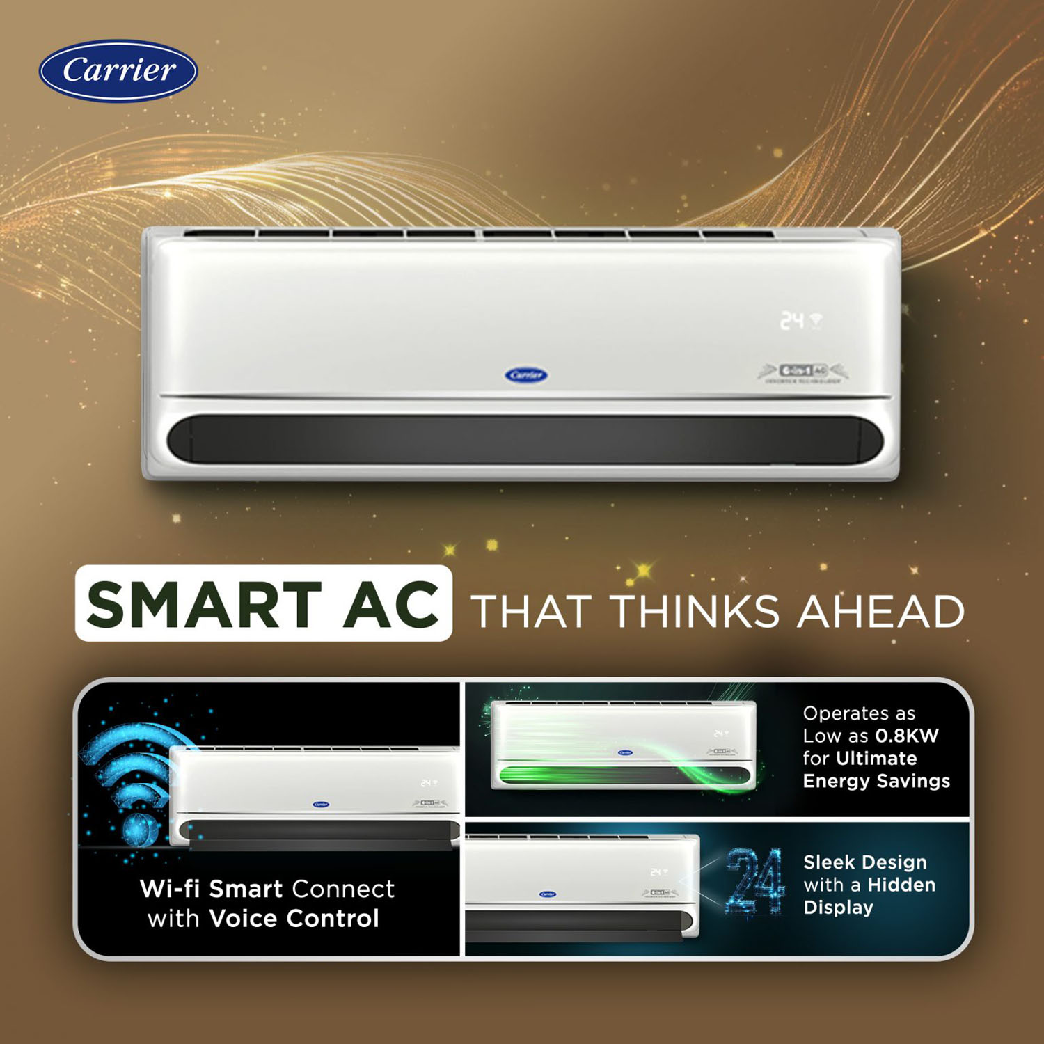 Carrier Star 1.6 Ton 5 Star Inverter R32 Smart Hybrid Jet Split Air Conditioners, Flexicool 6-in-1 Convertible Technology, Fast Cooling and Smart Energy Display, White, 20K INDUS FXi Carrier Star 1.6 Ton 5 Star Inverter R32 Smart Hybrid Jet Split Air Conditioners, Flexicool 6-in-1 Convertible Technology, Fast Cooling and Smart Energy Display, White, 20K INDUS FXi
