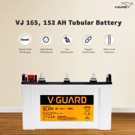 V-Guard 12V Tall Tubular Inverter Battery With a 152 Ah Capacity, High Backup Performance & Low Maintenance, Rugged Construction, VJ 165